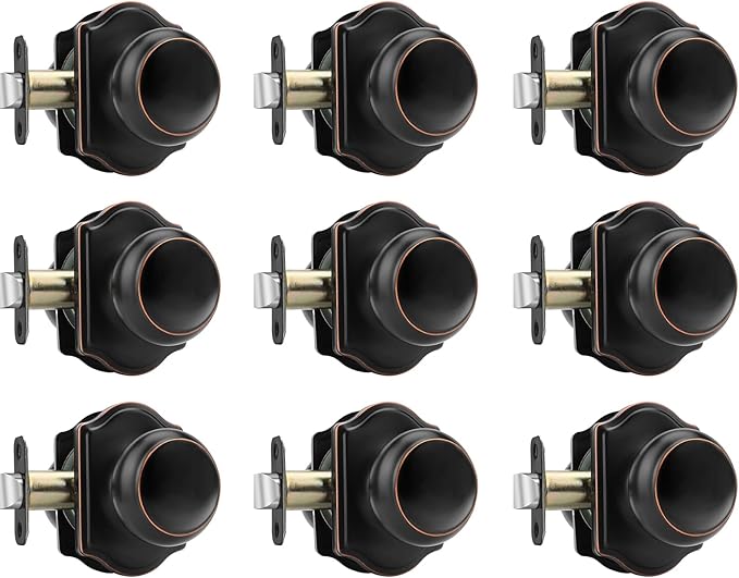 Haidms Oil Rubbed Bronze Door Knobs Interior, Privacy Interior Door knobs, Bronze Indoor Doorknobs for Bedroom or Bathroom (9 Pack)