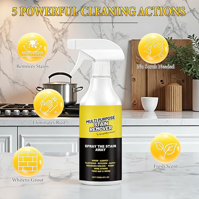 2PCS Multi Purpose Stain Remover, Kitchen Multi-purpose Foam Cleaner, Fast Acting Cleaner for Kitchen Countertops, Floors, Toilets, Cars(120ML)