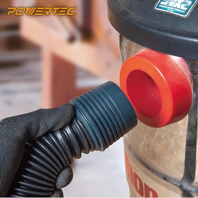 POWERTEC 70356 10 ft. Vacuum Hose Dust Collection Kit for Woodworking Power Tools, Wet/Dry Work Shop Vacuums, Miter Saw and Table Saw