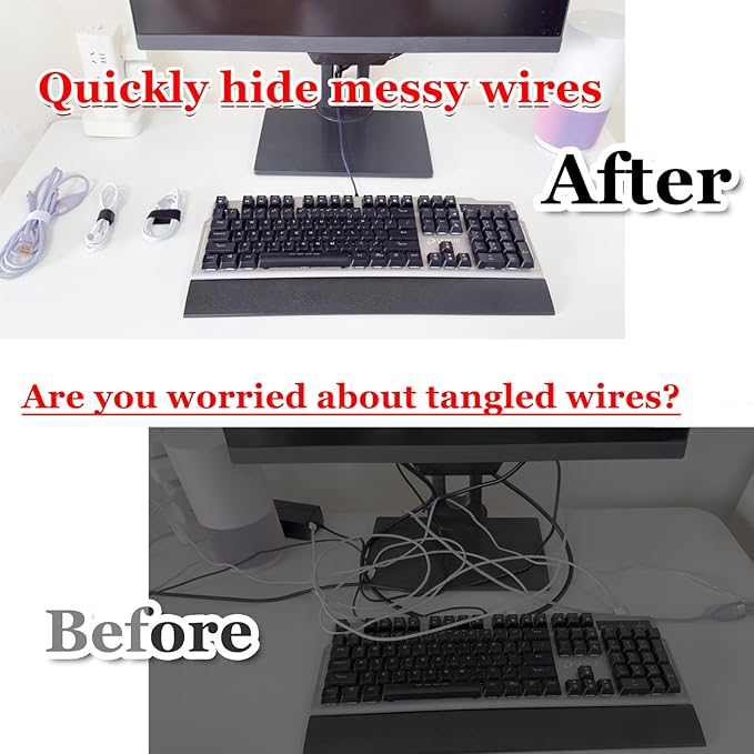 Cable Management Under Desk,Up to 15 Cord,Enhanced Wire Holder. Cord Organizer,Reusable Cord Holder Organizer for Cable Hider Clips Under Table, 40 Pair+2 roll of Velcro Ties (Black, 40 Pair)