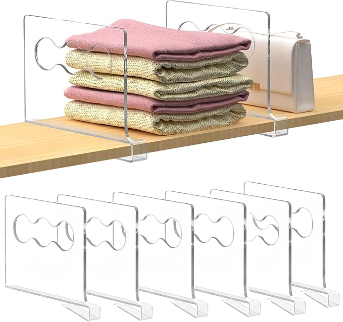 WEITELAI Clear Shelf Dividers, Closet Verticalshelf Dividers for Closet Organization Handbags and Clothes Sweaters, Purse Organizer Divider, for Bedroom