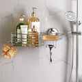 LEVERLOC Shower Caddy Suction Cup, Organizer with Hooks & Soap Holder for Inside Shower, Removable Bathroom Shelf
