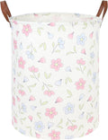 Flower Patter Laundry Hamper,Girls Laundry Basket,Waterproof foldable kid's laundry basket,Baby Girls Nursery Hamper,Gift Baskets, Girls Room Decor(Blue flower)