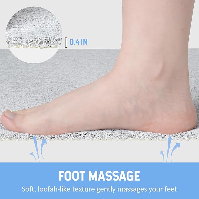Hargiis Non-Slip Bathtub Mat, Anti Slip Shower Mat, Fast Drying Bathtub Mats, Foot Scrubber Mat, Anti Slip Mat for Tub, Floor, Bathroom, Kitchen, Home, Hotel (White 24"×16")