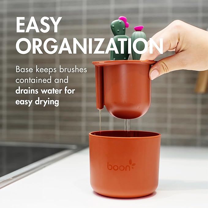 Boon Cacti Bottle Cleaning Brush Set, Terracotta , 4 Piece Set