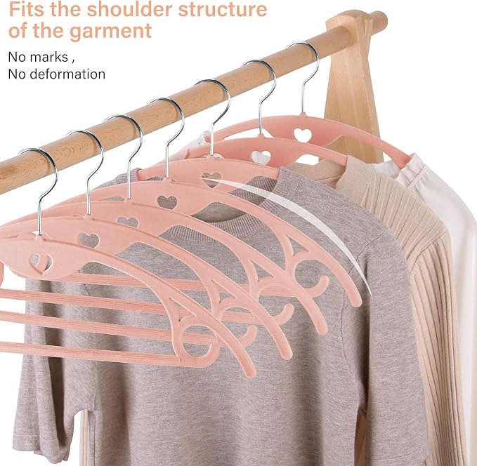 IEOKE Velvet Hangers 30 Pack: Felt Clothes Hangers Heavy Duty Shirt Sweater Hangers No Shoulder Bump Non Slip Slim Thin Coat Hangers for Closet - Pink/18 XL