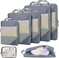 Lightweight Compression Packing Cubes for Suitcases, Compressible Expandable Travel Packing Organizer with Clear Toiletries and Backpack Bag, Travel Essentials for Carry on Luggage 7 Set