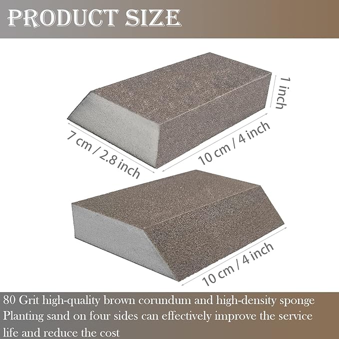 6 Pack Sanding Sponge, 80 Grit Sanding Blocks Assortment,Washable and Reusable for Wood Drywall Metal Home (80 Grit)