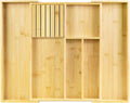 VaeFae Bamboo Kitchen Drawer Organizer, Utensil Tray with Multiple Compartments, Cutlery and Silverware Storage