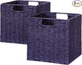 Vagusicc Wicker Storage Basket, Set of 2 Hand-Woven Wicker Basket, 11 inch Storage Basket, Foldable Cube Storage Organizer Bins, Storage Baskets for Organizing Shelves Decor, Purple (11″×11″×11″)