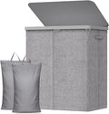 Lifewit 145L Large Laundry Basket with Lid, Laundry Hamper with Plastic Handles and Removable Bag, Foldable Tall Dirty Clothes Hampers for Laundry for Laundry Room, Bedroom, Bathroom, Dorm, Light Gray