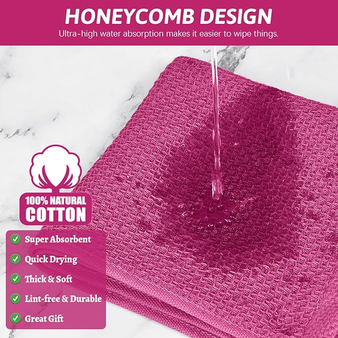 Nialnant 6 Pack Kitchen Towels, 100% Cotton Dish Cloth for Washing Dishes, Absorbent Quick Drying Dish Rags, Multipurpose Cleaning Rags-12x12 Inches