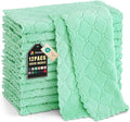 Homaxy 12 Pack Kitchen Dish Cloths (10 x 10 Inches, Green), Super Soft and Absorbent Coral Velvet Dish Towels, Nonstick Oil Fast Drying Microfiber Cleaning Cloth, No Lint Household Dishcloths