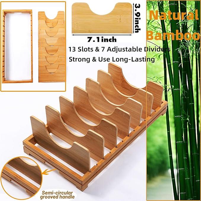 Pots and Pans Lid Organizer Holder Rack,Pot and Pan Organizer Drawer Organizer for Cutting Boards & Baking Sheets,Plates, Frying Pan, Skillet,Reusable Containers
