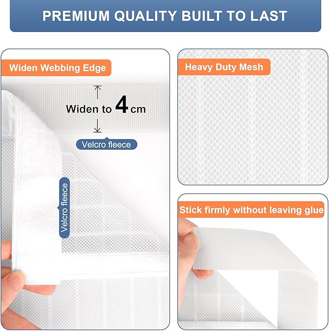 Magnetic Screen Door Mesh 38" x 82" - Fits 36" x 80" Door Size, Works for Patio, Sliding Door, Keeps Bug Mosquito Out, Fresh Air Flow, White