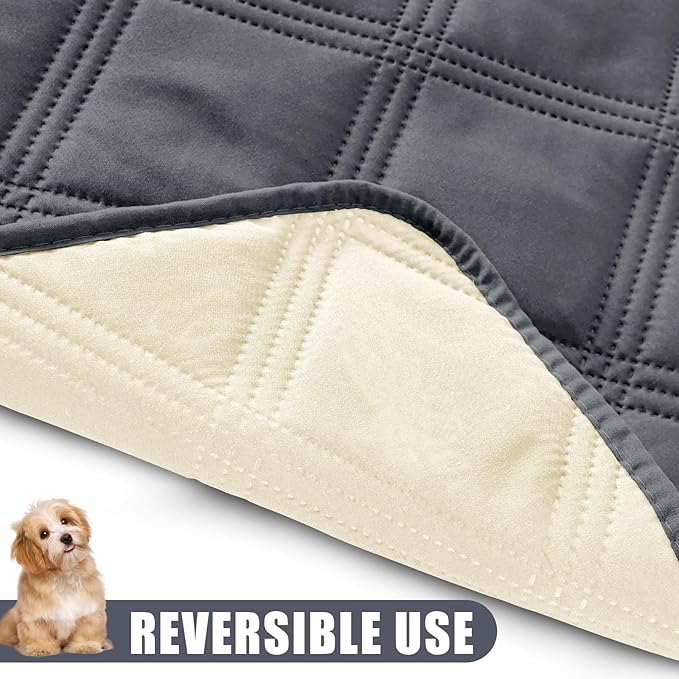 Smiry Waterproof Dog Bed Cover Blanket 52x82, Soft Reversible Pet Blanket, Washable Leakproof Cats Dogs Couch Cover for Sofa, Couch, Furniture, Lattice, Dark Grey/Beige