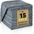 Microfiber Cleaning Cloths Bulk-15 Pack, Gray Microfiber Towels for Cars, Ultra Absorbent Microfiber Towel Weave Grime & Liquid for Streak-Free Mirror Shine - Car Washing Cloth, 12x12 inches