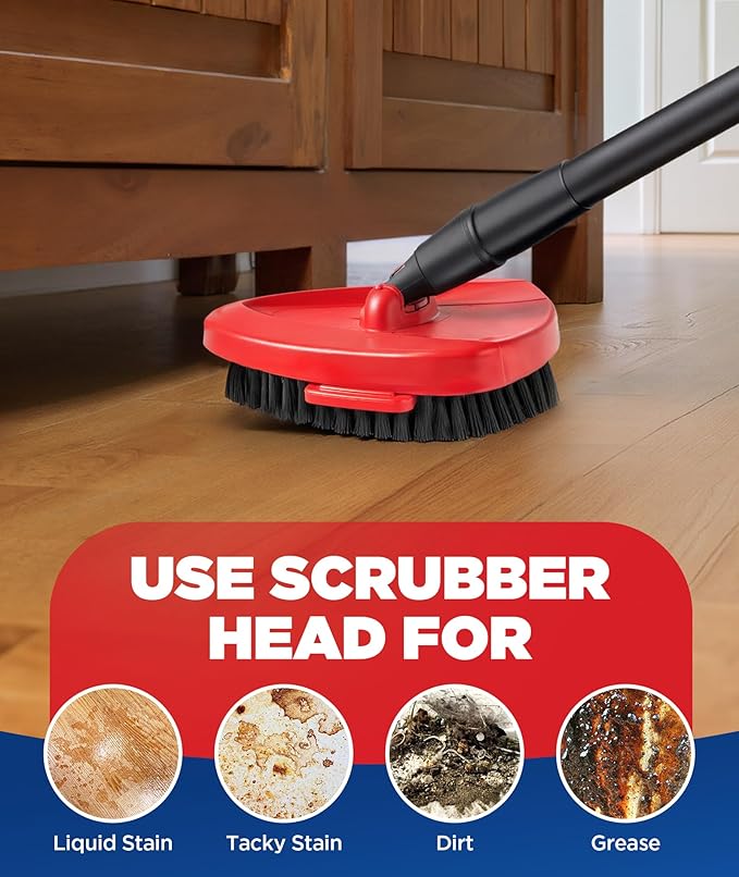 6-in-1 Mop Heads Replacements for O Cedar EasyWring 1 Tank System, Includes 1 Base | 2 Scrub Brush Heads | 3 Spin Mop Heads, Full Set Mop Replace Heads for Cleaning Home, Bathroom & Kitchen