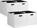 Posprica 13x15x13in Collapsible Storage Bins, Fabric Foldable Cube Storage Boxes, Decorative Storage Baskets Organizer for IKEA Kallax, Shelves, Closet, Clothes, Toy, Set of 4-White