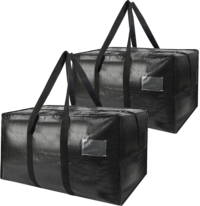 Heavy Duty Extra Large Moving Bags,58 Gallon Jumbo Packing Bags,Huge Moving Storage Bags with Strong Zippers & Carrying Handles,Reusable Big Moving Storage Bags for College Dorm Travel 2Pack