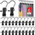 20 Pcs Boot Hangers Clips for Closet, Heavy Duty Legging Organizer for Closet Hanging Pants Hangers with Clips Clothes Pins Hanger Clips Laundry Hooks Bra Towel Socks Hats Tall Boots Home Travel Black