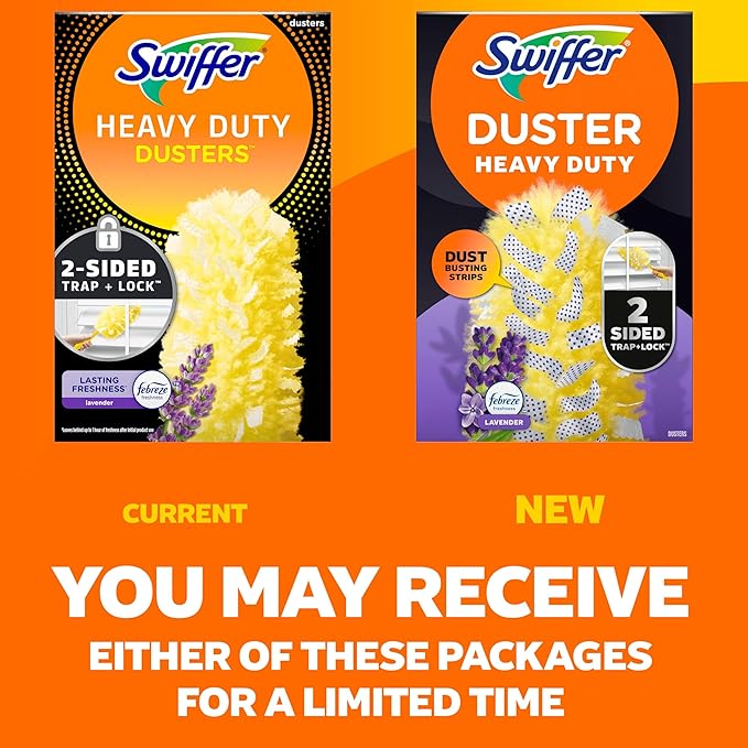 Swiffer Dusters Refill for Cleaning, Feather & Microfiber Duster Disposable Alternative, for Dusting Furniture, Blinds, Ceiling Fans, Walls, Helps Remove Allergens, Heavy Duty, Lavender, 11ct