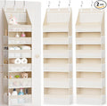 Criusia 2 Pack Over the Door Organizer, 6-Shelf Closet Hanging Storage with 13 Mesh Pockets, 55lbs Capacity Behind the Door Storage for Baby Nursery, Bathroom, Bedroom, and Dorm, Beige
