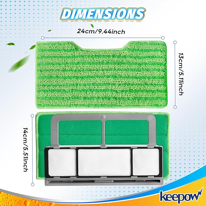 KEEPOW Reusable Microfiber Mop Pads Compatible with Shark VACMOP VM252 VM200 VM401 VM180 VM252GN VC205 VM250 Cordless Hard Floor Vacuum Mop, Compatible with VACMOP Replacement Pads, 1+1+1+1 Pack