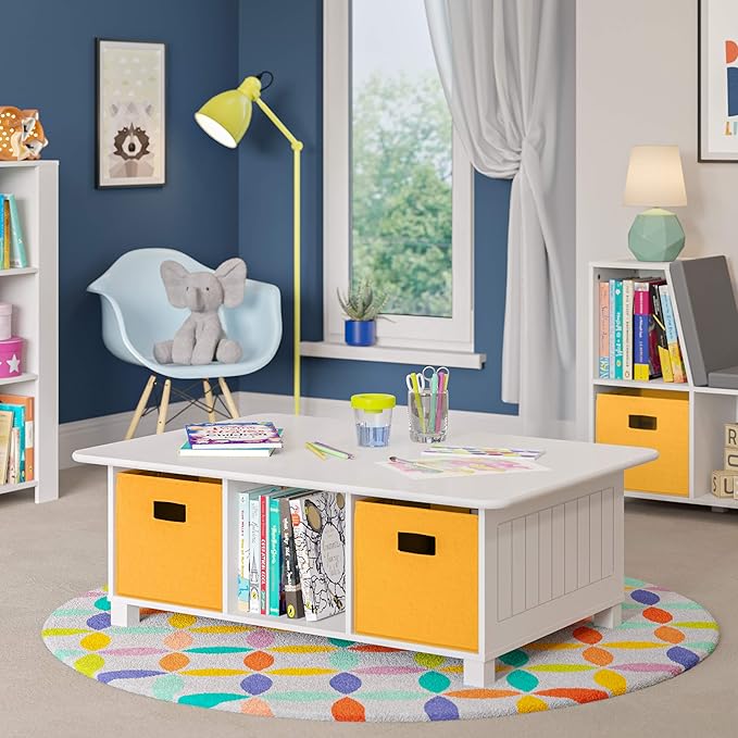 RiverRidge Folding Storage Bins with Handles Golden Yellow Cube Storage Organizer for Closet, Bedroom & Playroom - Closet Organizers and Storage Set of 4