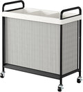 WOWLIVE Laundry Hamper 3 Section, 120L Rolling Laundry Basket with wheels and Removable Liner Bag, Laundry Sorter with Metal Handle, Large Clothes Hamper for Laundry Room, Bathroom and Dorm, Beige