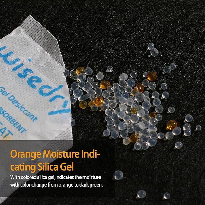 wisedry 5 Gram [60 Packs] Food Grade Silica Gel Packs Rechargeable Desiccant Dehumidifiers Pouches with Color-Indicating Beads Reusable Moisture Absorbers for Food Storage