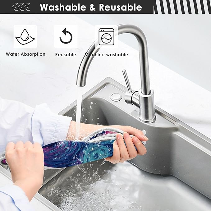 Sink Faucet Absorbing Mat Kitchen Sink Splash Guard Splash Faucet Drip Catcher for Bar RV Bathroom 2PCS 23.6x5.5in Starry Night Sky Swirling Neon Blue