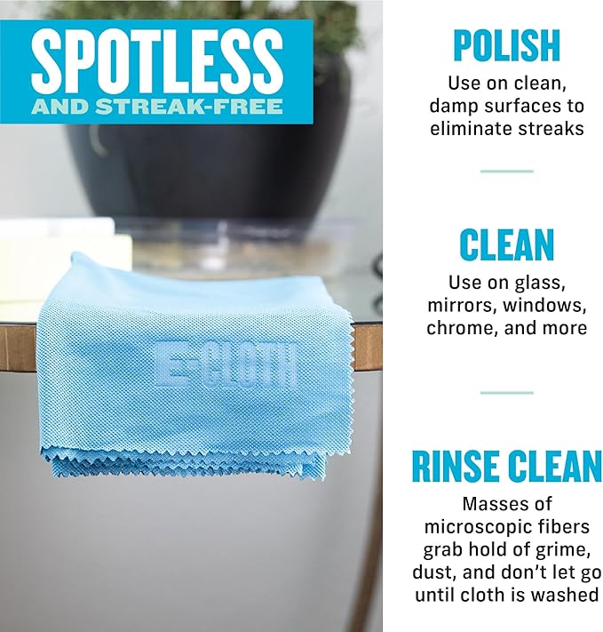 E-Cloth Polishing Microfiber Cleaning Cloth, 4-Pack - Microfiber Polishing Towels for Cars, Windows, & More