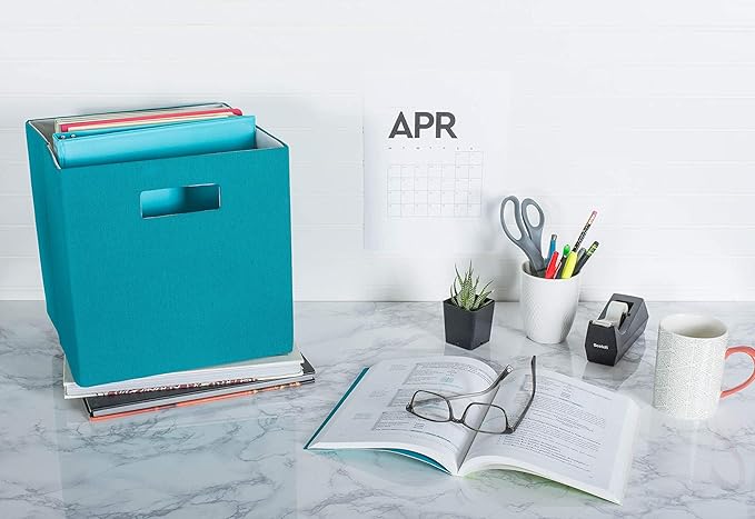 DII Poly-Cube Storage Collection Hard Sided, Collapsible Solid, Large, Teal