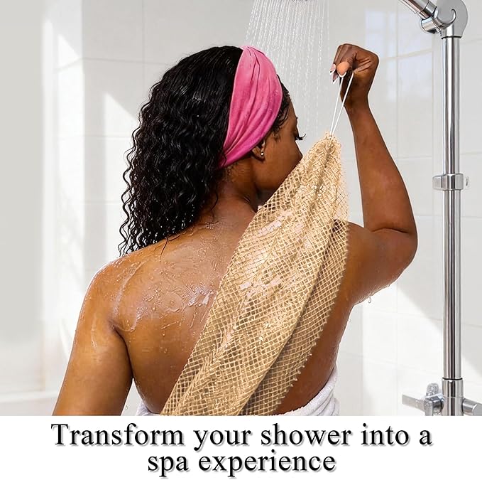 SubSahara Authentic African Net Sponge - 2 Pack Exfoliating Bath & Shower Loofah Sponge for Body & Face, Gentle Scrubber for All Skin Types, Travel, Durable (Golden & Forest Green)