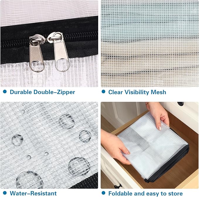 Fixwal 4 Pack 40L Blanket Storage Bags With Zipper Mesh Clear Underbed Storage Closet Organizers and Storage Containers for Bedding, Duvet, Comforter