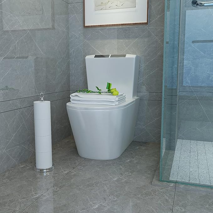 ROLABAM Toilet Paper Holder Stand with Reserve Function, Free Standing Toilet Paper Holder for Bathroom, Space Toilet 4 Rolls Toilet Paper Storage 22.5" Height (2 Pack, Chrome)