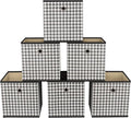 Foldable Storage Cubes Bins ,11 Inch Cloth Storage Cube Fabric Storage Box Cubes Organizer Baskets with Dual Handles for Home Organizer Set of 6 (Houndstooth)