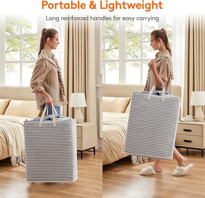 Lifewit 2 Pack Laundry Hamper Large Collapsible Laundry Baskets, Freestanding Waterproof Clothes Hamper with Easy Carry Handles in Laundry Room Bedroom Bathroom College Dorm, Grey, 2 x 125L