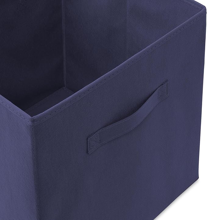 Casafield Set of 6 Collapsible Fabric Cube Storage Bins, Navy Blue - 13" Foldable Cloth Baskets for Shelves, Cubby Organizers & More