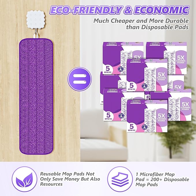 4X Reusable Pads Compatible with Swiffer PowerMop, 15" Microfiber Power Mop Replacement Refills Spray Mop Heads Washable Pad Dry Wet Mopping or Floor Cleaning