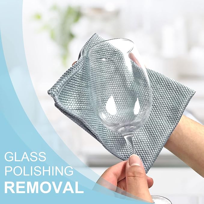 Niveaya Microfiber Glass Cleaning Cloth, Multi-Functional Reusable Lint Free Cloths, Stainless Steel Windshield Shower Window Cleaning Cloth, Suitable for Home, Kitchen and Auto, Pack 8,Mix