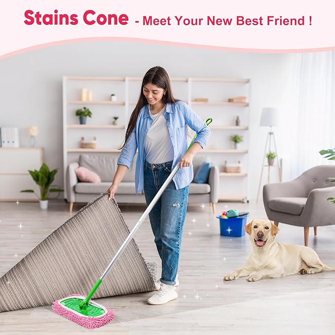 6-Pack Reusable Microfiber Mop Pads Compatible with Swiffer Sweeper, Dry & Wet Sweeping Cloths - Washable Wet Pads Refill for Multi-Surface/Hardwood Floor Cleaning -Pink