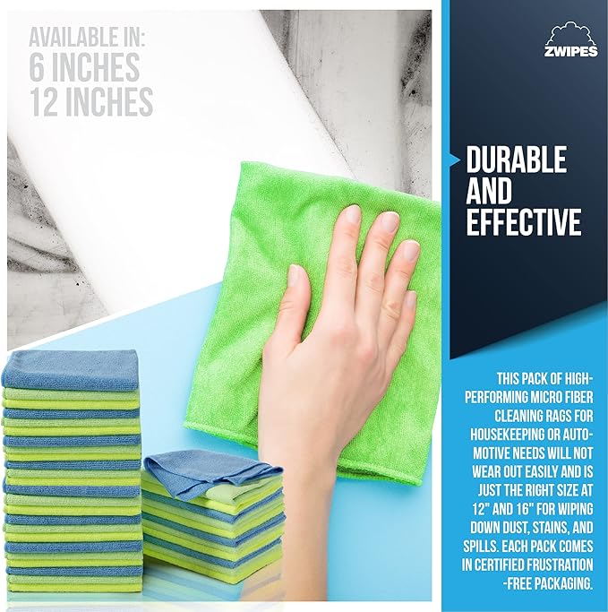 Zwipes Microfiber Cleaning Cloths (36 Pack) Assorted Color