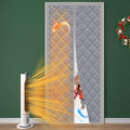 Magnetic Thermal Insulated Door Curtain Fits 72'' x 80'' Doors (Curtain Size 74'' x 84''), Oxford&Cotton Thermal Door Cover Insulation for Winter/Doorway, Keep Warm, Grey