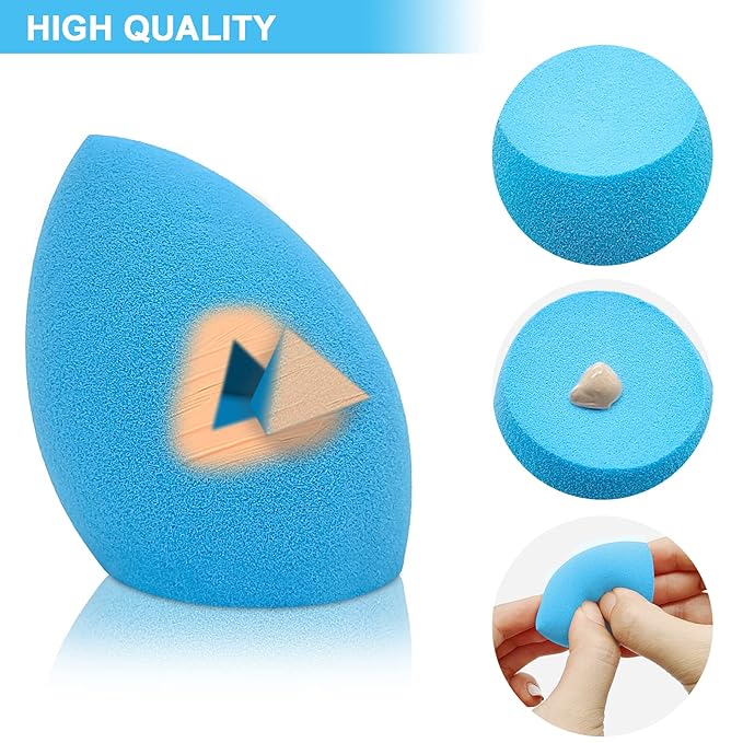 Makeup Sponge Holder Set,Makeup Blending Sponge Storage Drying Rack and Cute Silicon Sponge Carrying Travel Case with 4 Pieces Makeup Sponge Egg for Liquid and Powder