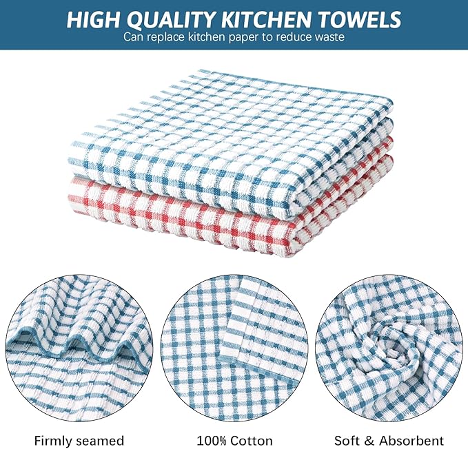 Nialnant 12 Pack Kitchen Dish Cloths,100% Cotton Kitchen Towels Soft Absorbent Quick Drying Dish Rags for Kitchen,Washing Dishes,Cleaning rags-11 x 11In