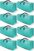 Cosy Family 8 Pack Heavy Duty Extra Large Moving Bags with Backpack Straps - Strong Handles & Zippers, Storage Totes For Space Saving, Fold Flat, Alternative to Moving Box, Aquamarine