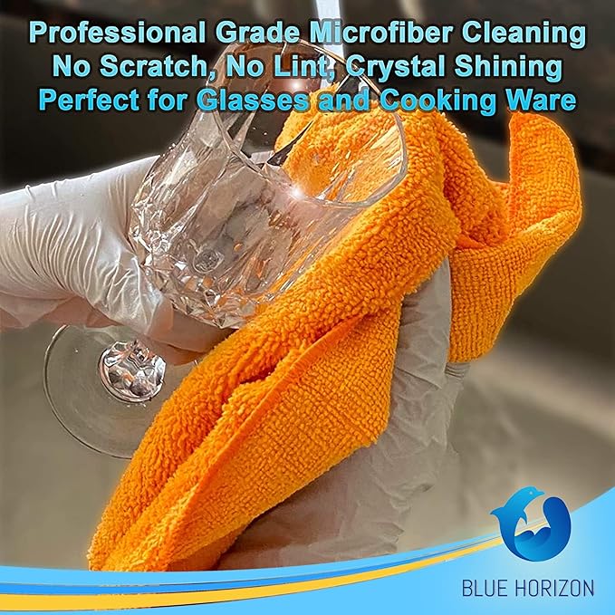 Microfiber Cleaning Towels, Pack of 24, Ultra Soft Plush Washcloth, All Purpose Premium Microfiber Detailing Cleaning Cloths Shop Towels(16" x 16", Navy Blue)