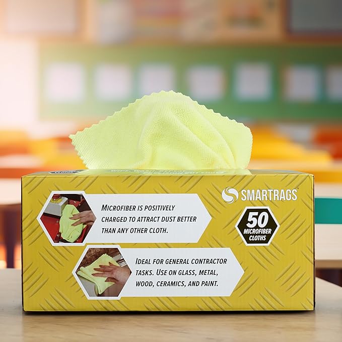 Arkwright Smart Rags in Box - (Pallet of 14400) Lint Free Microfiber Cleaning Cloth, Scratch & Streak-Free, Dispensable Wash Towels for Cars, Window Glass, and Auto Shop, 12 x 12 in, Yellow